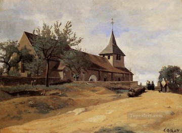 Jean Baptiste Camille Corot Painting - La Iglesia de Lormes plein air Romanticismo Jean Baptiste Camille Corot